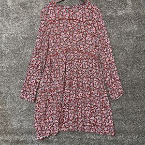 Knox Rose Dress Womens XXL Midi Peasant Boho Floral Long Sleeve Ruffle Red
